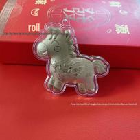 Cartoon Pony Monogram Leather Keychain: 999 Pure Gold Wealth Gourd Charm Gold Foil Edition 【No Real Gold】 gray