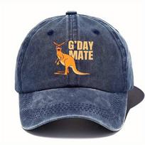 Australian Kangaroo Baseball Cap  with Kangaroo  GDay Mate Text Lightweight Breathable Hat for Travel Outdoor Everyday black