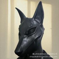 Helovino Anubiso kaukė Egipto mitinis gyvūnas Vilkas Viso veido latekso galvos apdangalas Šventės kostiumas Juokingas rekvizitas Mesh Black Fox beige