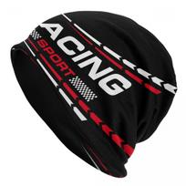 Custom Racing Speed Stripes Skullies Beanies Caps For Men Women Outdoor Winter Warm Knit Hat Adult Rally Race Bonnet Hats One Size white