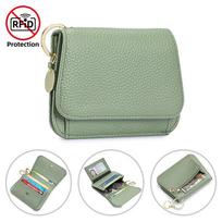 Women's High-End Genuine Leather RFID Wallet - Ultra-Thin, Three-Fold Design, Card Holder & Coin Purse gray