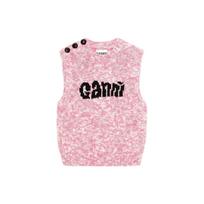 Ganni Ss22 Letter Logo Print Sleeveless Vest Women vest Pink K1649-506 S white