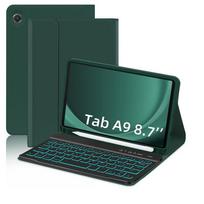 Samsung Tab A9 Planšetinio kompiuterio dėklas su 8,7 colio Bluetooth apšviečiama klaviatūra, Nuimamas odinis apsauginis dangtelis Samsung Tab A9 8.7 inch SM-X110/X115