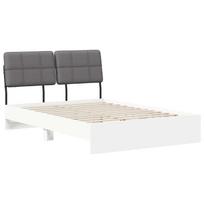 vidaXL Dvigulė lova su galvūgaliu Balta ir šviesiai pilka 140 x 190 cm