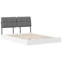 vidaXL Dvigulė lova su galvūgaliu Balta ir šviesiai pilka 140 x 190 cm