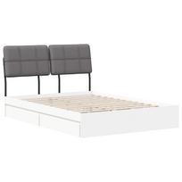 vidaXL Dvigulė lova su galvūgaliu Balta ir šviesiai pilka 140 x 190 cm