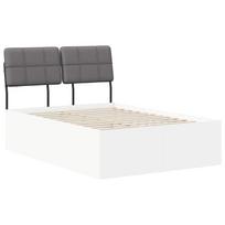vidaXL Dvigulė lova su galvūgaliu Balta ir šviesiai pilka 140 x 190 cm