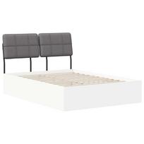 vidaXL Dvigulė lova su galvūgaliu Balta ir šviesiai pilka 140 x 190 cm