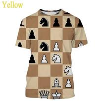 Newest Chess Game 3D Printing T Shirt Checkerboard Graphic T Shirts For Men Women Casual Short-Sleeved Streetwear Tee Tops 5XL beige