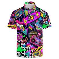 2026 Summer Hot Selling Retro Collar Shirt Street Short Sleeve Top Men's Breathable Button T-shirt 4XL black