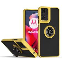 Matinis šarvuotas dėklas Motorola Moto G35 G55 G85 5G G04 G04S G24 G34 G54 G84 Edge 50 Pro E14 su laikikliu žiedu Coque Fundas For Moto Edge 50 Pro geltona