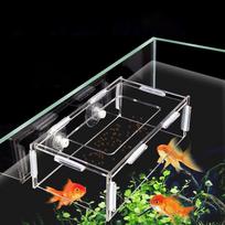 Food Acrylic Aquarium Fish Feeder With Suction Cup Feeding Box Shrimp Tube Matches the image,M gray