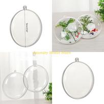 F26C 5Pcs Oblate Clear Plastic Ornament DIY Christmas Fillable Hanging Ball CN white