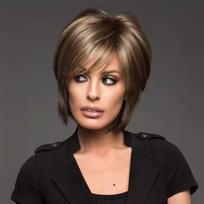 Best-Selling Women's Fashion Wig: Mixed Color Short Straight Hair with Air Bangs black