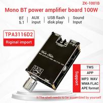 ZK-1001B Mono 100W Bluetooth 5.1 Audio Power Amplifier Module DC7-24V Power Amplifier Chip TPA3116 With TWS Box FunctionGood product kaip parodyta spalva