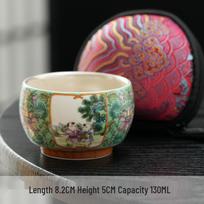 Luxury Enamel Ceramic Tea Cup, Large Capacity, 999 Sterling Silver Gilding, Chinese Style