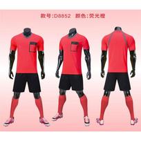 Short Sleeve Soccer Referee Jersey Set Adult Training Match Uniform Striped Breathable 3XL fluorescencinė oranžinė spalva