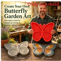 Reusable Sunflower Stepping Stone Mold With Butterfly Design For Garden Decor And Diy Projects Butterfly red