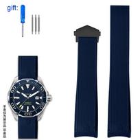 TagHeuer Tag Heuer Nardymo Laikrodžiui Juoda Mėlyna Water Ghost Way101/201 Silikoninė Guminė Laikrodžio Apyrankė Priedai 22mm Laikrodžio Dirželiai 22mm black