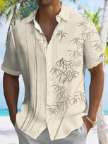 Men's Short-sleeve Bamboo Print Shirt, Casual Summer Essential for Daily Wear XL gray