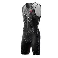 Mens Sleeveless Triathlon Suit Grid Cycling Jersey Breathable Quick Dry Road Mountain Biking L black