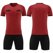 Mens Short Sleeve Soccer Referee Jersey Set With Hook-and-Loop Pocket Adult Football Match Umpire Uniform Striped XL brown