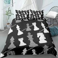 Chess Board Duvet Cover Set 3D Print International Chess Black White Comforter Cover for Boys Girls Polyester Bedding Set 70x133cm 2pcs