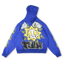 Glo Gang Trendy Unisex Hooded Sweatshirt with Embroidered Logo Large blue
