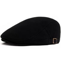 Vyriška kepuraitė su snapeliu, vintažinis britiškas beretas, moteriška madinga megzta kepurė priekiu Adjustable [54-59cm] black