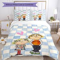 3pcs Charlie and Lola Bedding Set Duvet Cover Closure Includes 1 Duvet Cover & 2 Pillowcases, Soft and Comfortable for All Seasons. 135cmx200cm