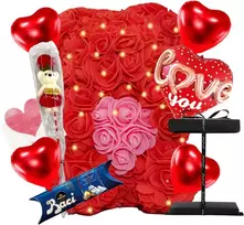 Meškiukas iš rožių Niedźwiedź Różany Meškiukas Lovebox Prezent didelis valentino dienos rinkinys su Led