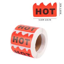 Red Yellow Hot-Selling Product Labels Stickers Flame-Shaped Hot Marking Tags for Convenience Store Supermarkets Decoration Label raudona