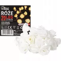 Goliat 20 led lemputės Baltos rožės 5cm - girlianda Kalėdinės šventinės eglutės lemputės