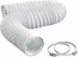 Lootich lankstus vamzdis, skersmuo 102 mm, ilgis 2,5 m, baltas Pvc išmetimo žarna, lanksčios oro linijos, vamzdis oro kondicionieriams, džiovyklėms, gartraukiams su 2 žarnos spaustukais iš nerūdijančio plieno