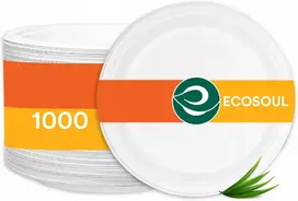 Eco Soul Vienkartinės popierinės lėkštės 23cm 1000vnt apvalios iš cukranendrių