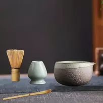 4 dalių matcha arbatos plaktuvų rinkinys, japoniškas arbatos šaukštelis, tradicinis, rankų darbo arbata, pilka