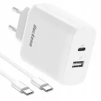 Qackenm Usb C 65w Gan įkroviklis su greitu įkrovimu, 2 prievadai, 2 m kabelis
