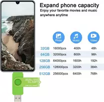 64gb otg usb atmintinė dviguba usb 3.0 atmintinė su micro usb jungtimi, skirta android išmaniesiems telefonams, planšetiniams kompiuteriams ir kompiuteriams (žalia)