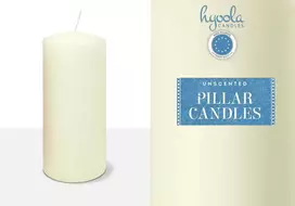 Hyoola dramblio kaulo spalvos žvakės 7.5 x 17.5 cm - bekvapės didelės žvakės - 6 vnt. pakuotė - ilgo degimo laiko žvakės pagamintos Es