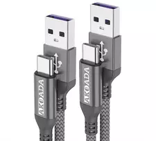 Akoada Usb Type C kabelis 5a, [2 vnt. po 1m] greito įkrovimo kabelis, skirtas Huawei P40 P30 P20 Pro P20 Mate 40 30 20 10 Pro Honor 10 V10 P10 Plus Mate 30 Pro ir kt. (pilkas)