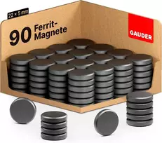 Gauder Magnetai magnetinei lentai (22 mm x 5 mm) | 90 x stiprūs magnetai baltajai lentai, skelbimų lentai ir šaldytuvui | juodi magnetai