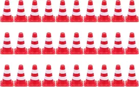 Nuobesty 30 vienetų miniatiūrinių pilonų rinkinys, mini eismo kūgiai, įspėjamieji kūgiai, eismo kūgiai, žymėjimo kūgiai, kelio barjero žaislas modelių gamybai, kelio mikro kraštovaizdis
