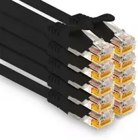 1attack.de - 10 X 0,5m Cat7 Ethernet kabelis 10Gb/s Lan tinklo jungiklis juodas