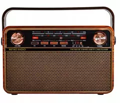 Automagnetola Vintage retro radijas su bluetooth, maitinamas iš tinklo/akumuliatoriaus, aux, usb, pendrive, 220v
