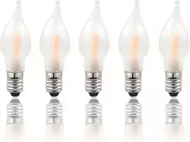 Hellum 151305 led pakaitinės žvakės žvakidėms, 5 vnt., 10–55 v, 0,5 w gofruotos žvakės kalėdinėms eglutės žvakėms, girliandoms, skirtos naudoti patalpose su 4–24 degimo taškais, lemputės šviestuvams e10