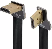 Xiwai cyfpv dvigubas 90 laipsnių kampu pasuktas hdmi type a male to male hdtv fpc plokščias kabelis, skirtas fpv hdtv multikopterių aerofotografijai, 10 cm
