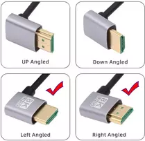 Cablecc Itin plonas hdmi 2.1 hdtv kabelis 8k 4k itin lankstus plonas kairinis kampas į dešinįjį kampą 90 laipsnių a tipo kompiuteriui hdtv (50cm)