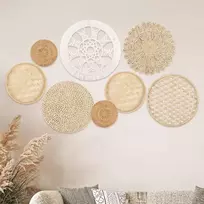 Detene 8 dalių pintų sieninių krepšelių rinkinys boho sieninių krepšelių dekoras plokščias pintas krepšelis sienų dekoravimui macrame kutas pintas sieninis krepšelis dekoracija menui svetainei sodybai vaikų kambariui