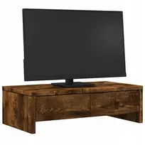 Laikiklis Vidaxl monitoriaus stovas su stalčiais, degintas ąžuolas, 50x27x15 cm