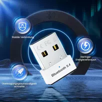 Confitik bluetooth adapteris kompiuteriui - usb bluetooth 5.4 dongle - bluetooth stick, mažas latentinis laikas, plug & play, suderinamas su windows 11/10/8.1/7 staliniams, nešiojamiems kompiuteriams, ausinėms, klaviatūrai, pelei